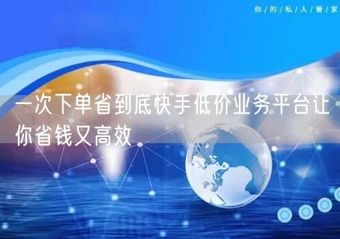 一次下单省到底快手低价业务平台让你省钱又高效