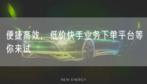 便捷高效，低价快手业务下单平台等你来试