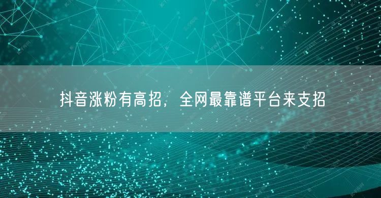 抖音涨粉有高招，全网最靠谱平台来支招