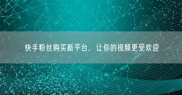 快手粉丝购买新平台，让你的视频更受欢迎